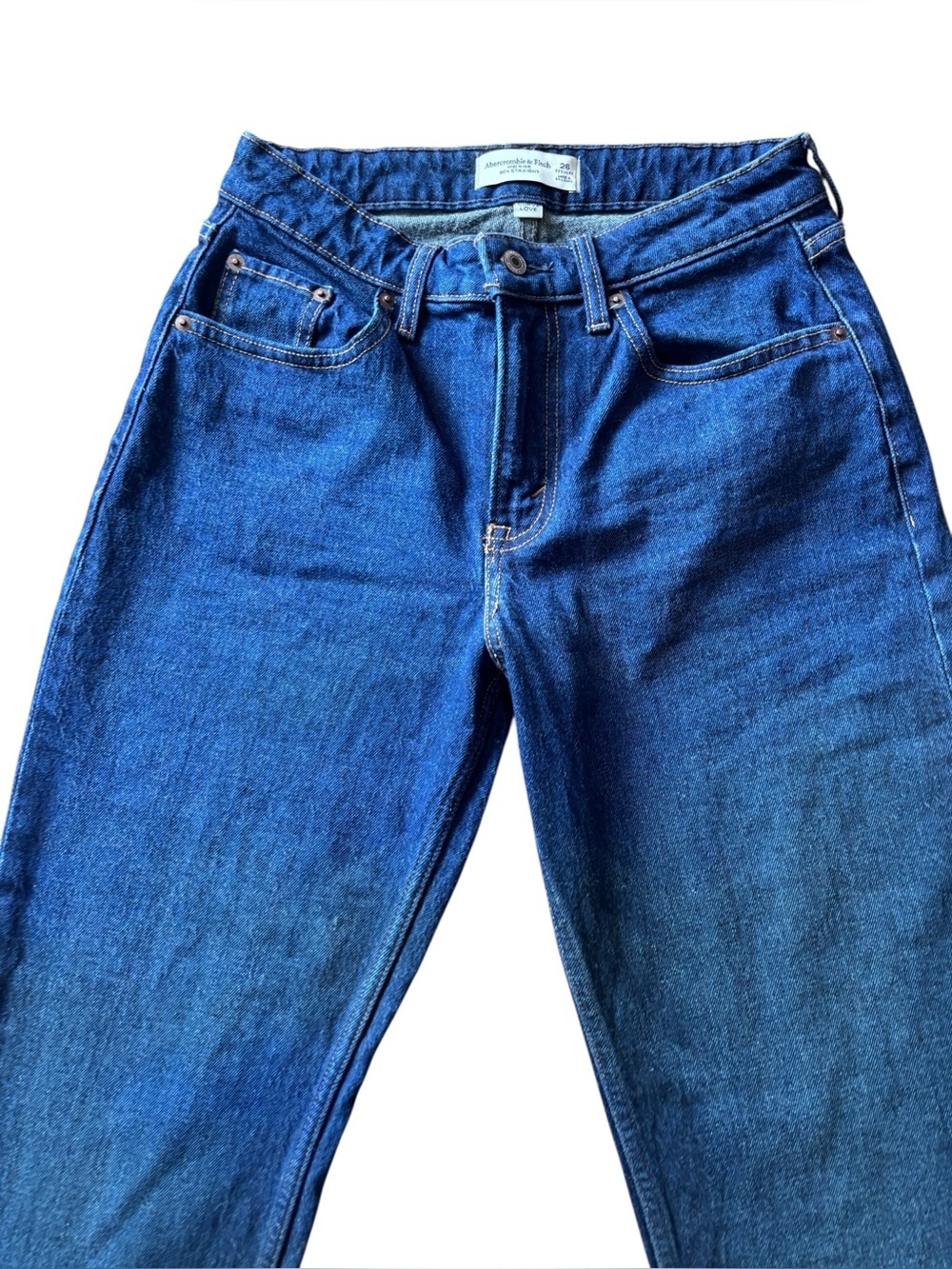 Abercrombie & Fitch Curve Love 90s Straight Jeans Women’s 26 Mid Rise Dark Wash